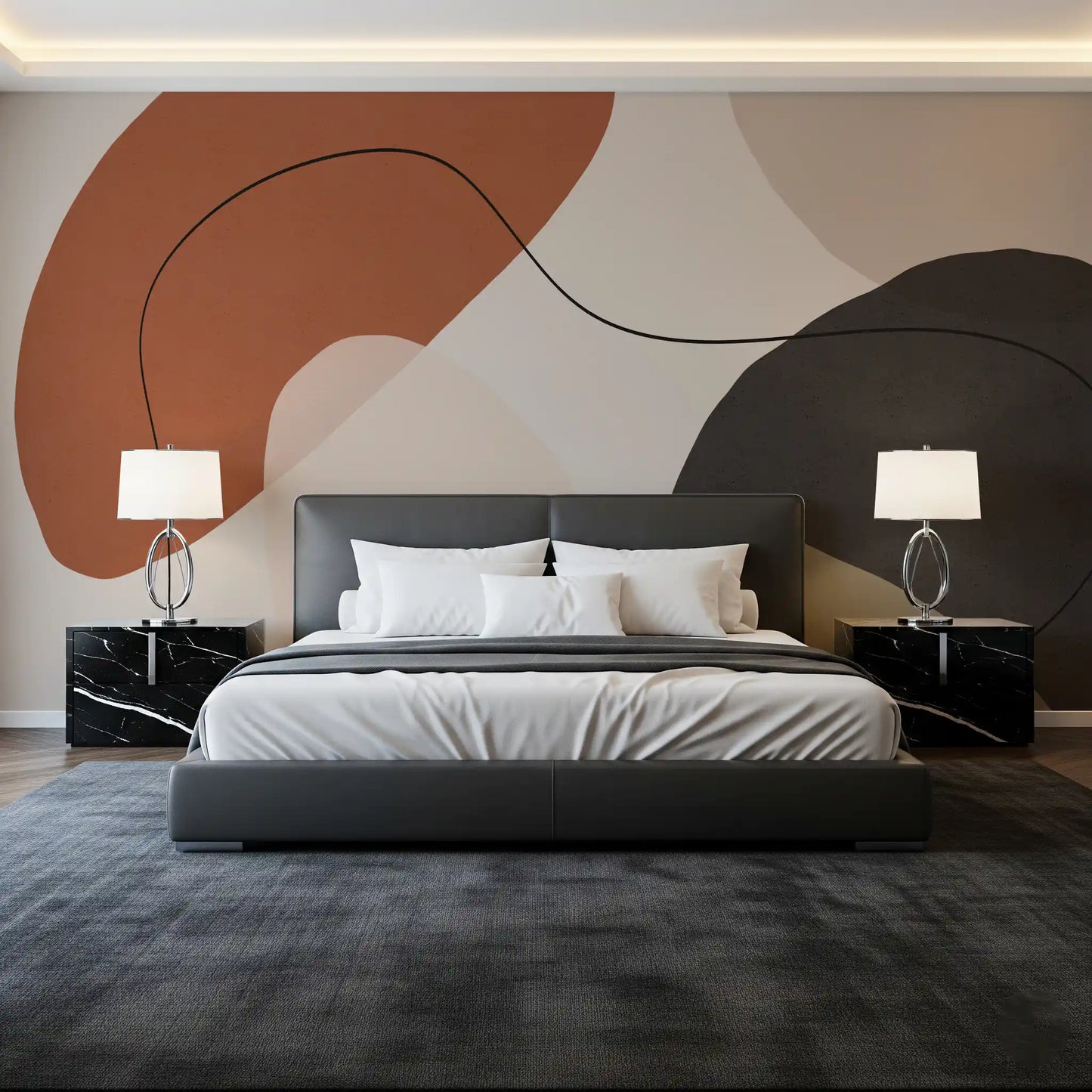 Minimalist Earth Tone Abstract Shapes Wall Mural