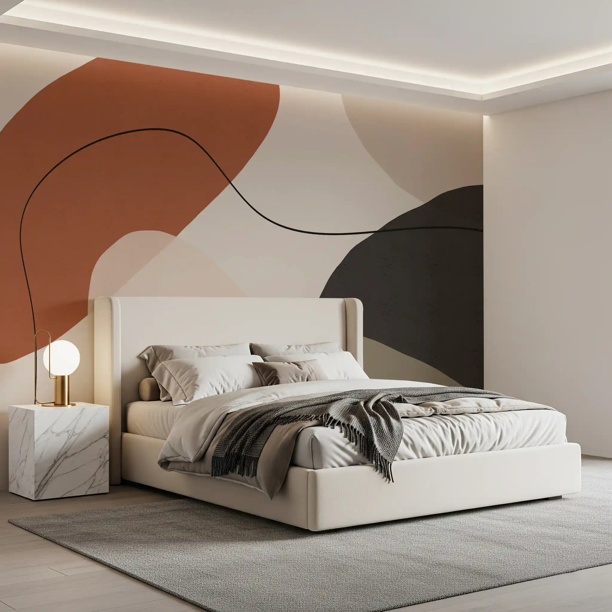 Minimalist Earth Tone Abstract Shapes Wall Mural