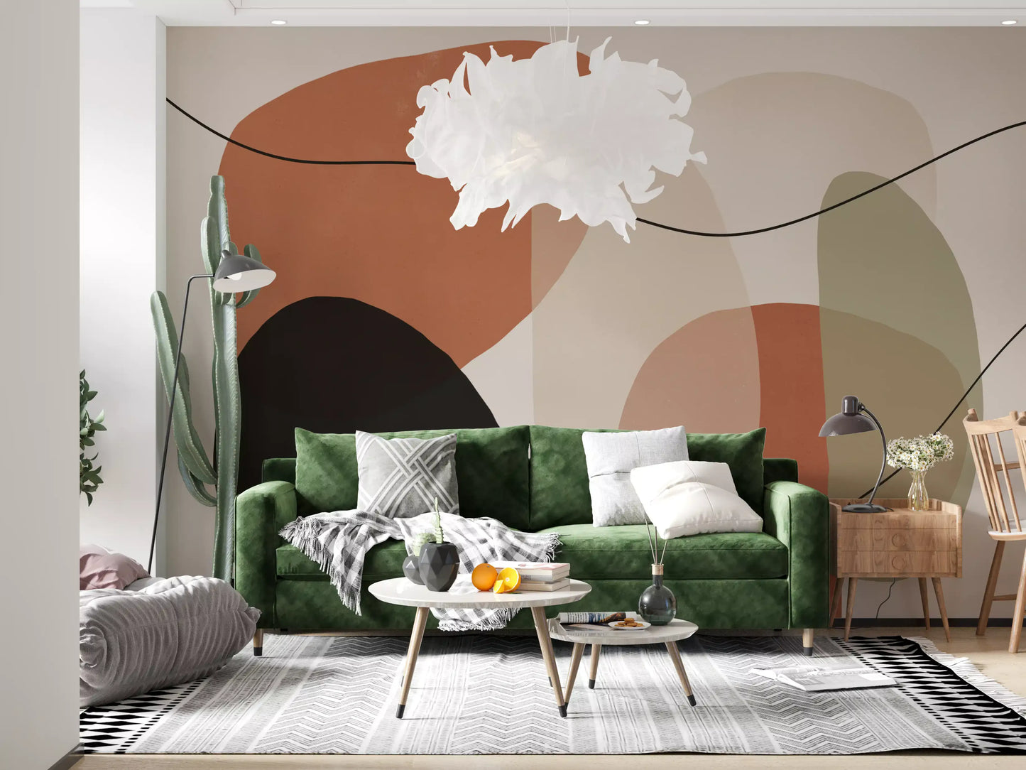 Organic Terracotta and Sage Abstract Shapes Wall Mural