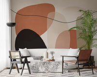 Organic Terracotta and Sage Abstract Shapes Wall Mural