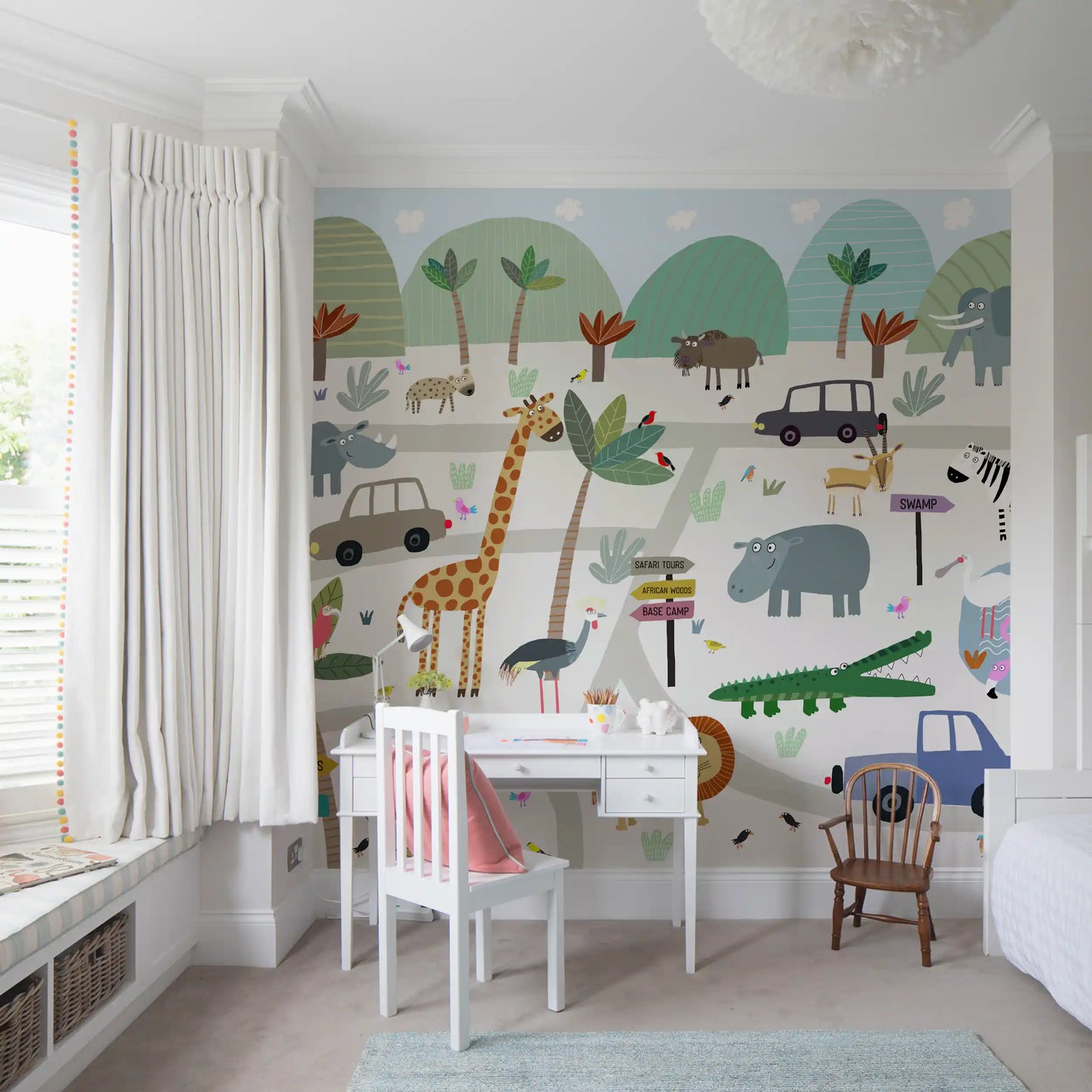 Safari Animal Adventure Map Wall Mural