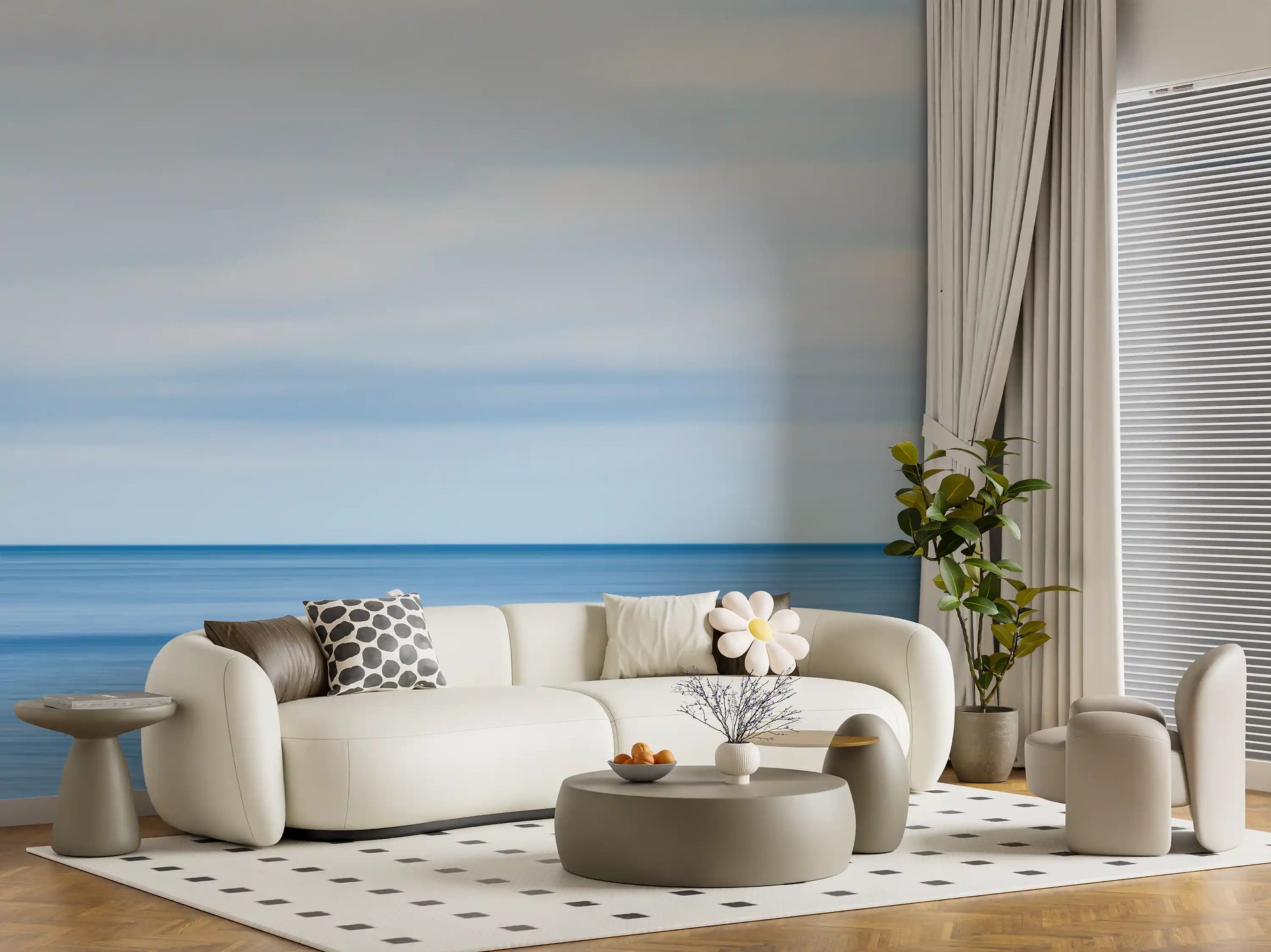 Serene Blue Horizon Seascape Wall Mural