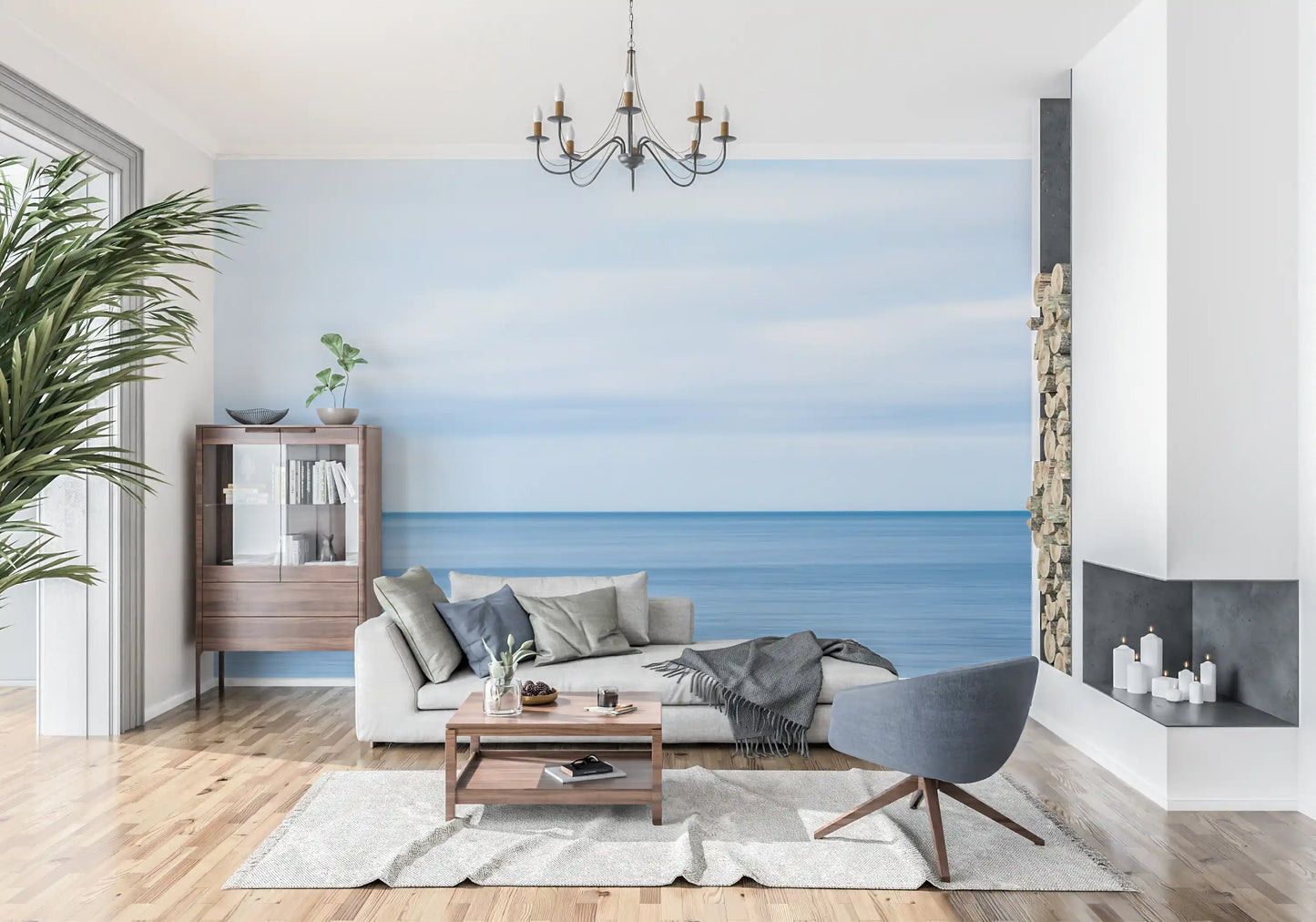 Serene Blue Horizon Seascape Wall Mural