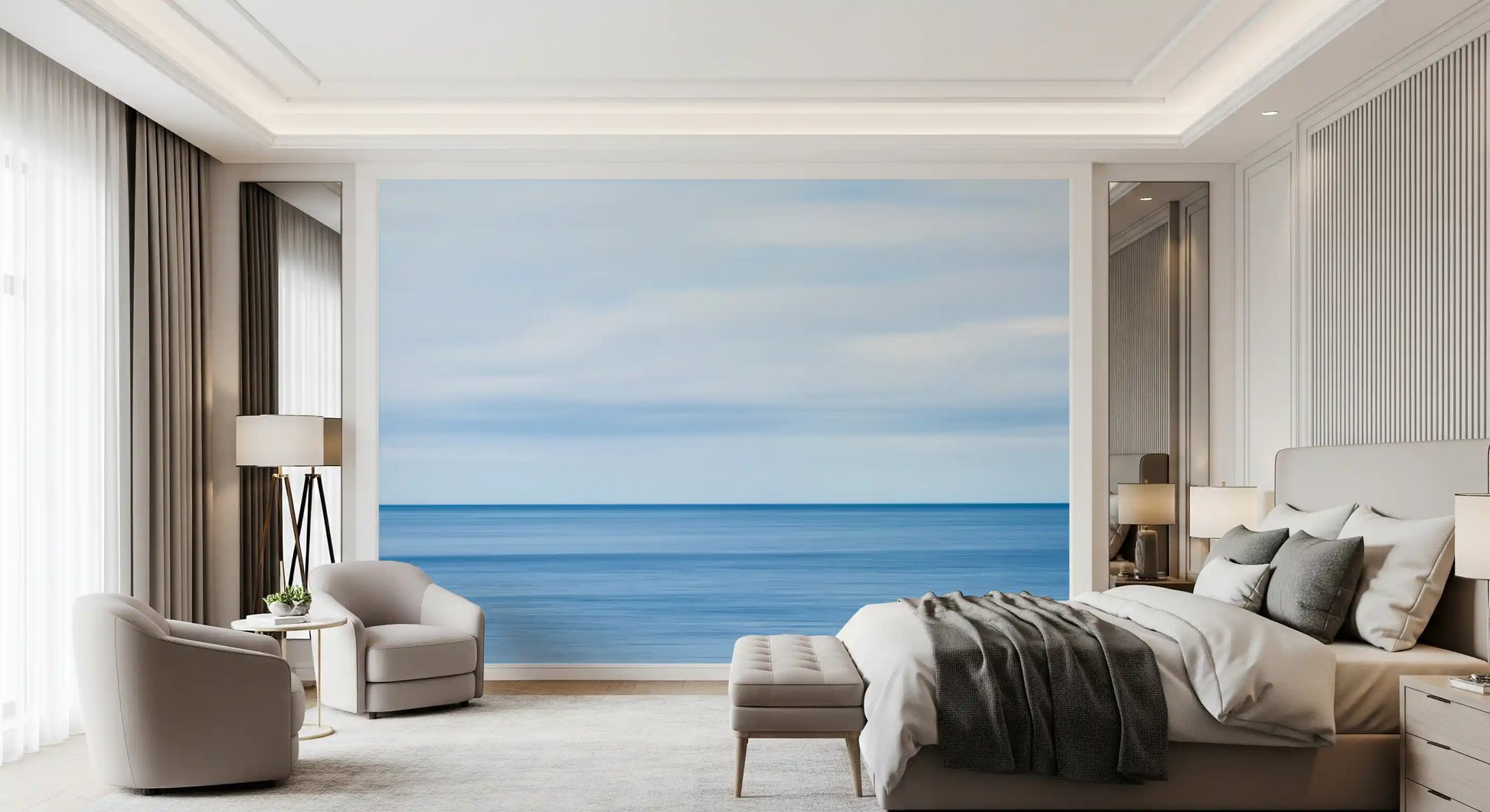 Serene Blue Horizon Seascape Wall Mural