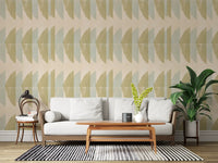 Abstract Sage and Sand Geometric Arches Wallpaper⁠