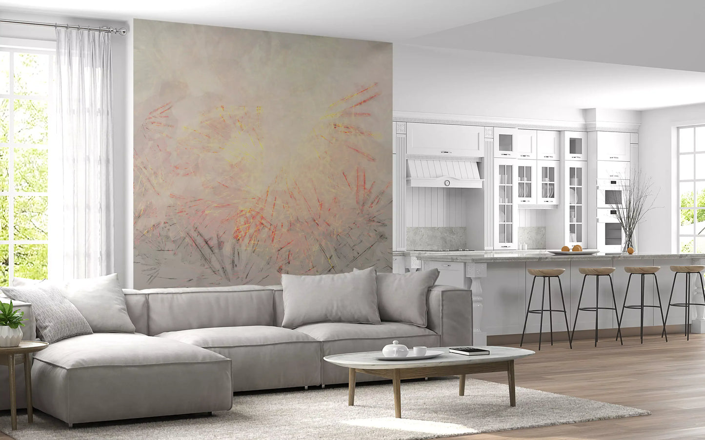 Abstract Golden Dawn Wisps Wall Mural