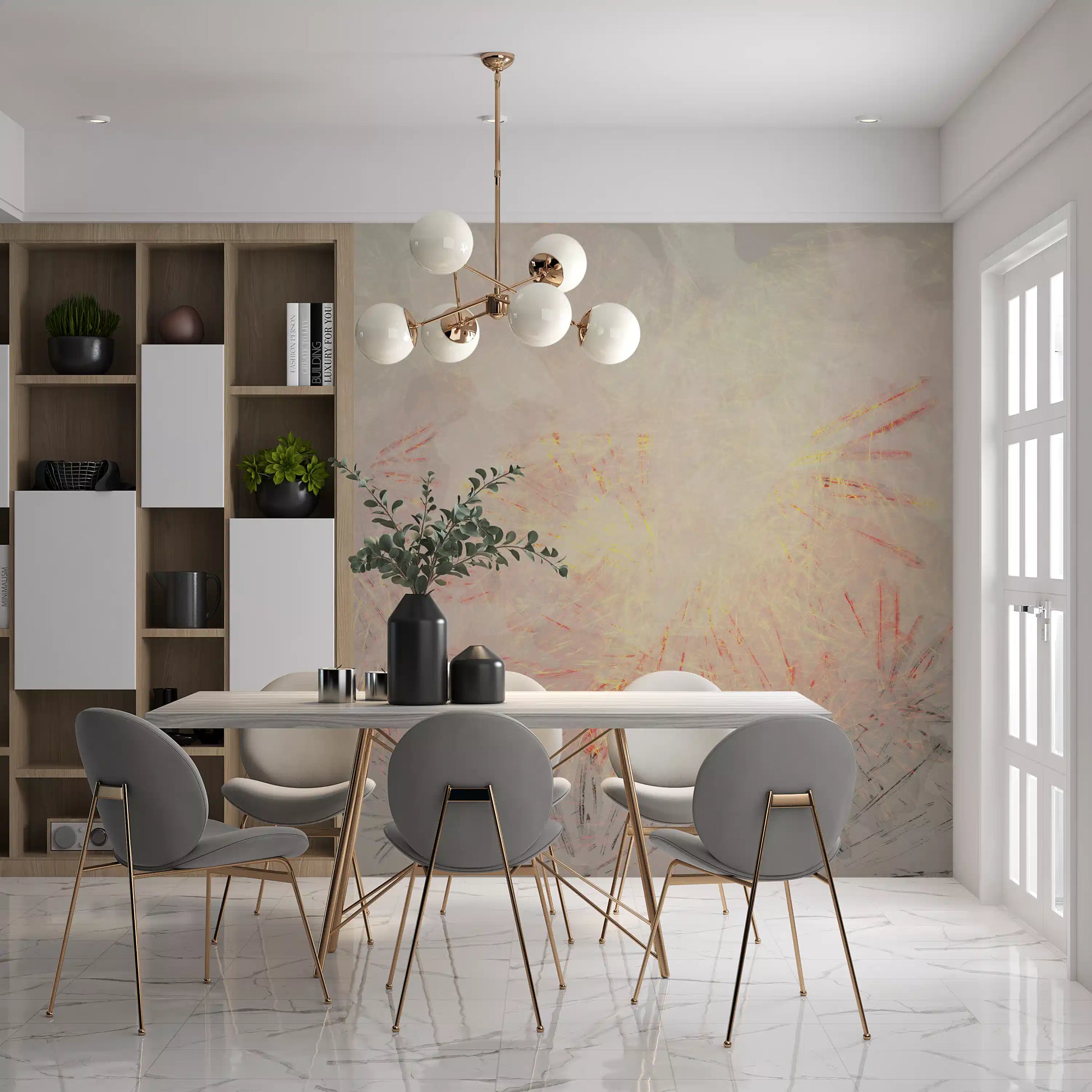 Abstract Golden Dawn Wisps Wall Mural