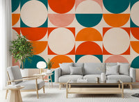 Abstract Semicircle Grid Motif Wall Mural