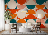 Abstract Semicircle Grid Motif Wall Mural