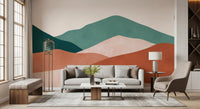 Abstract Sage and Terracotta Hills Wall Mural