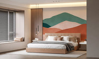 Abstract Sage and Terracotta Hills Wall Mural