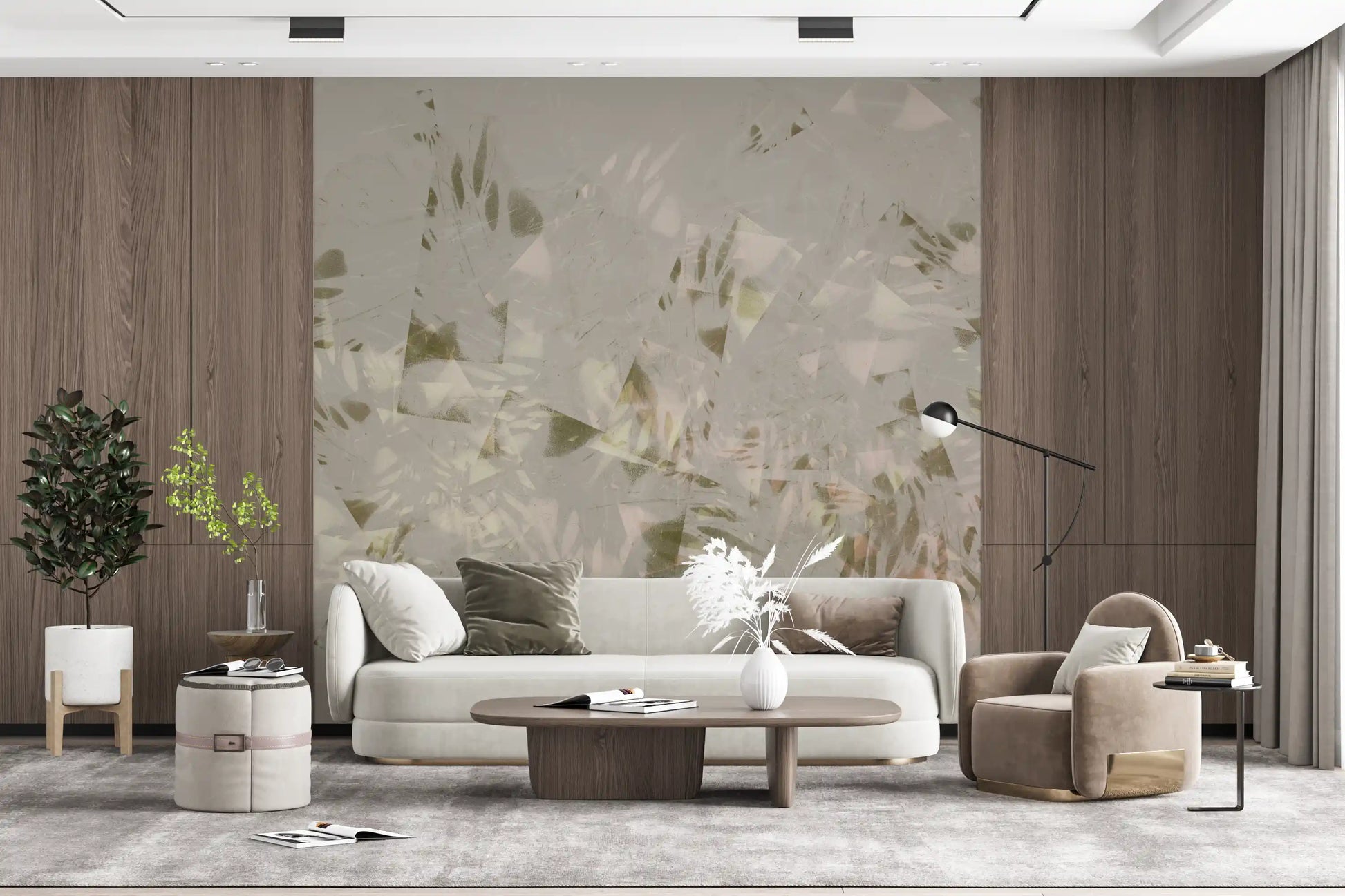 Soft Brushstroke Foliage Wall Mural