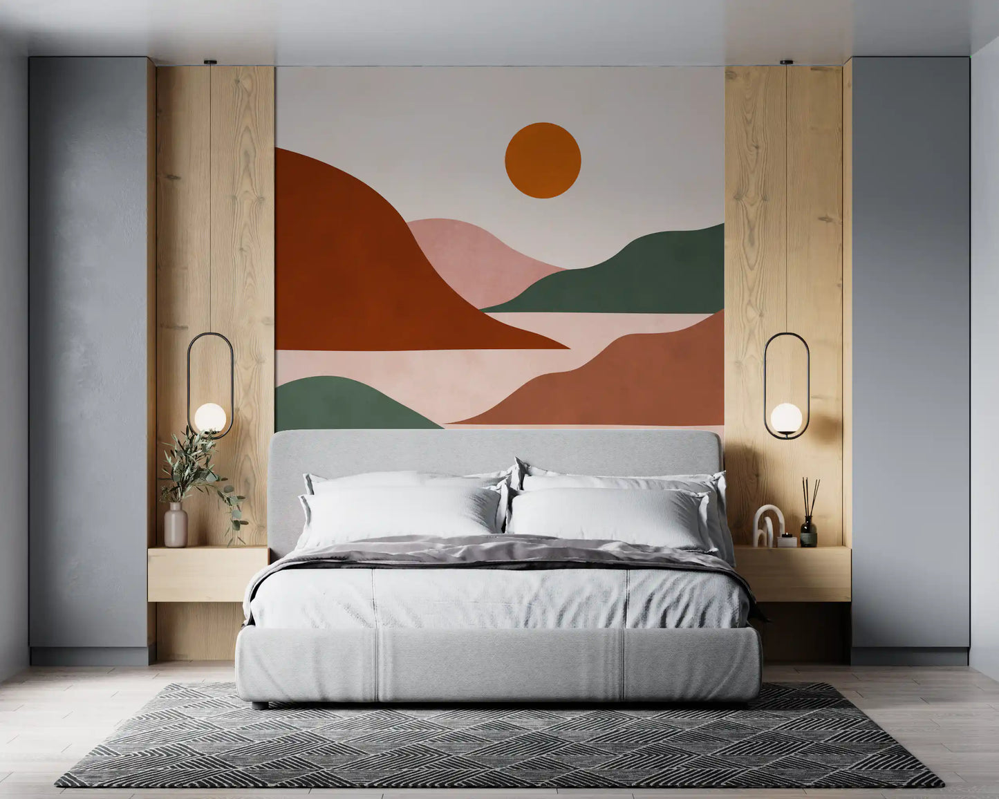 Minimalist Terracotta Horizon Wall Mural