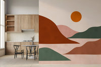 Minimalist Terracotta Horizon Wall Mural