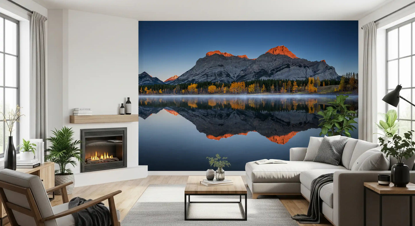 Golden Peak Alpine Reflection Wall Mural