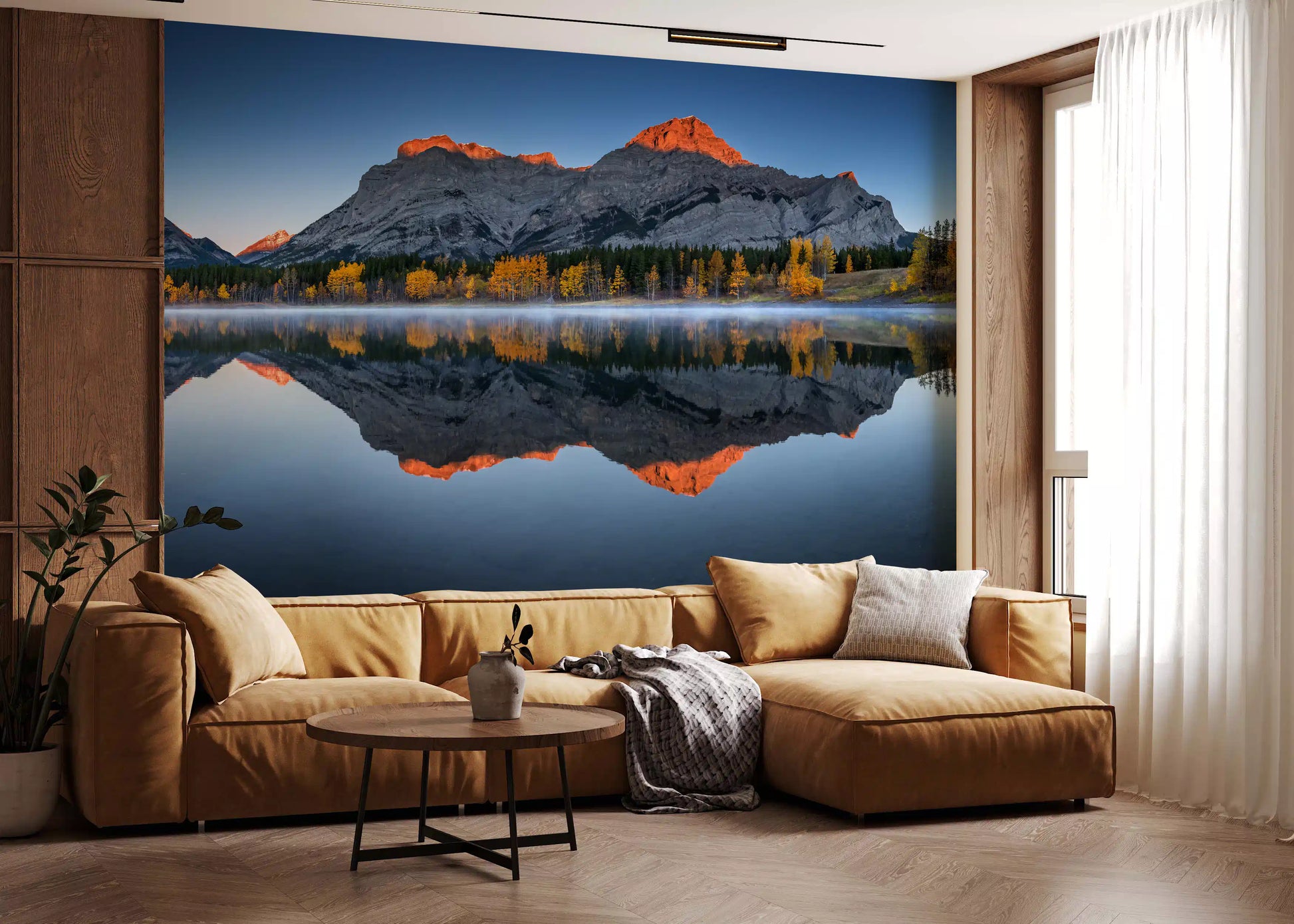 Golden Peak Alpine Reflection Wall Mural