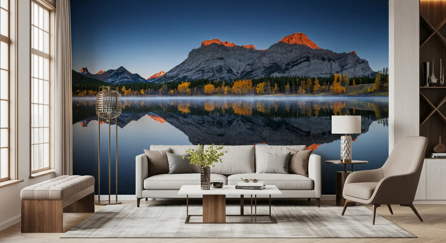 Golden Peak Alpine Reflection Wall Mural