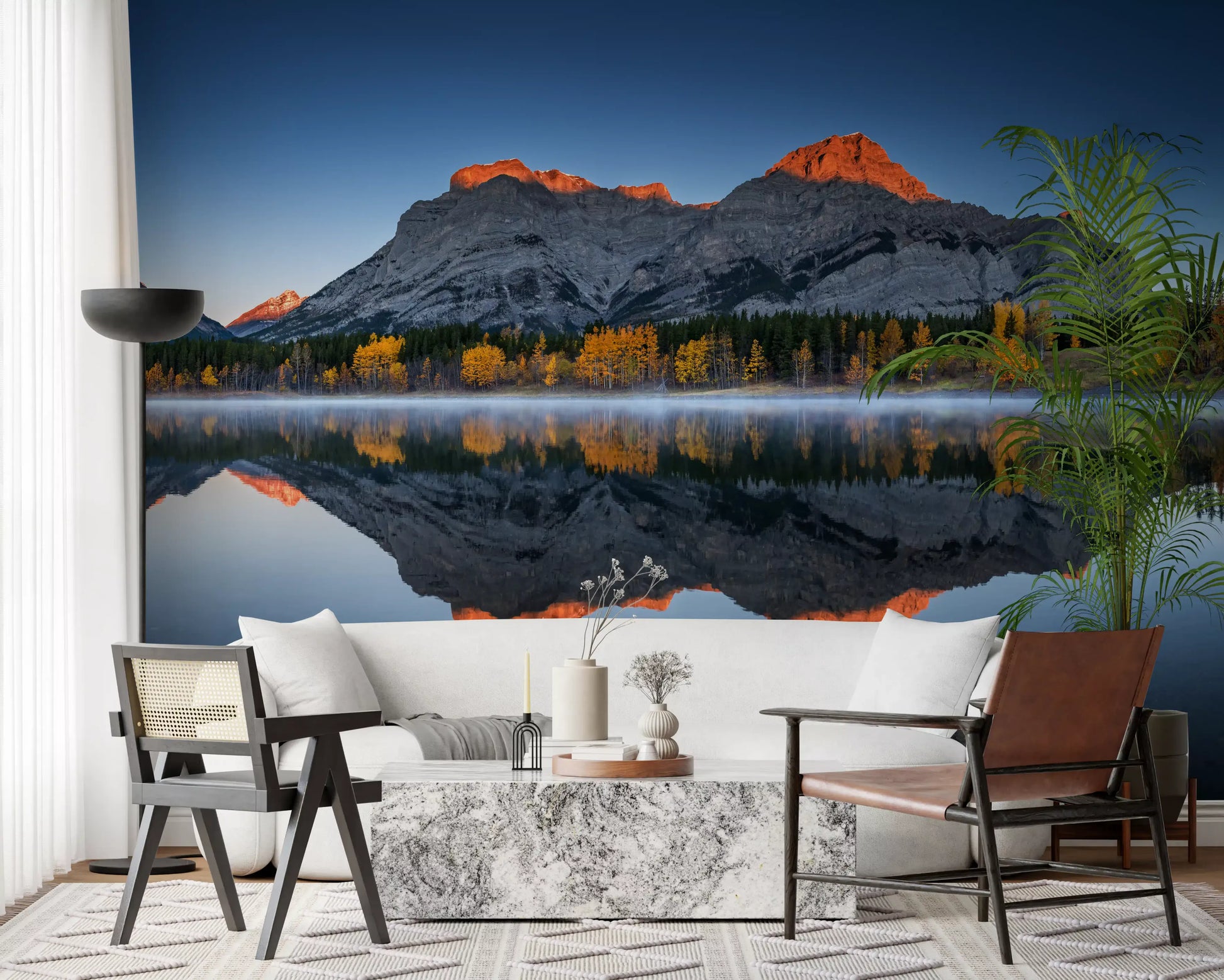 Golden Peak Alpine Reflection Wall Mural