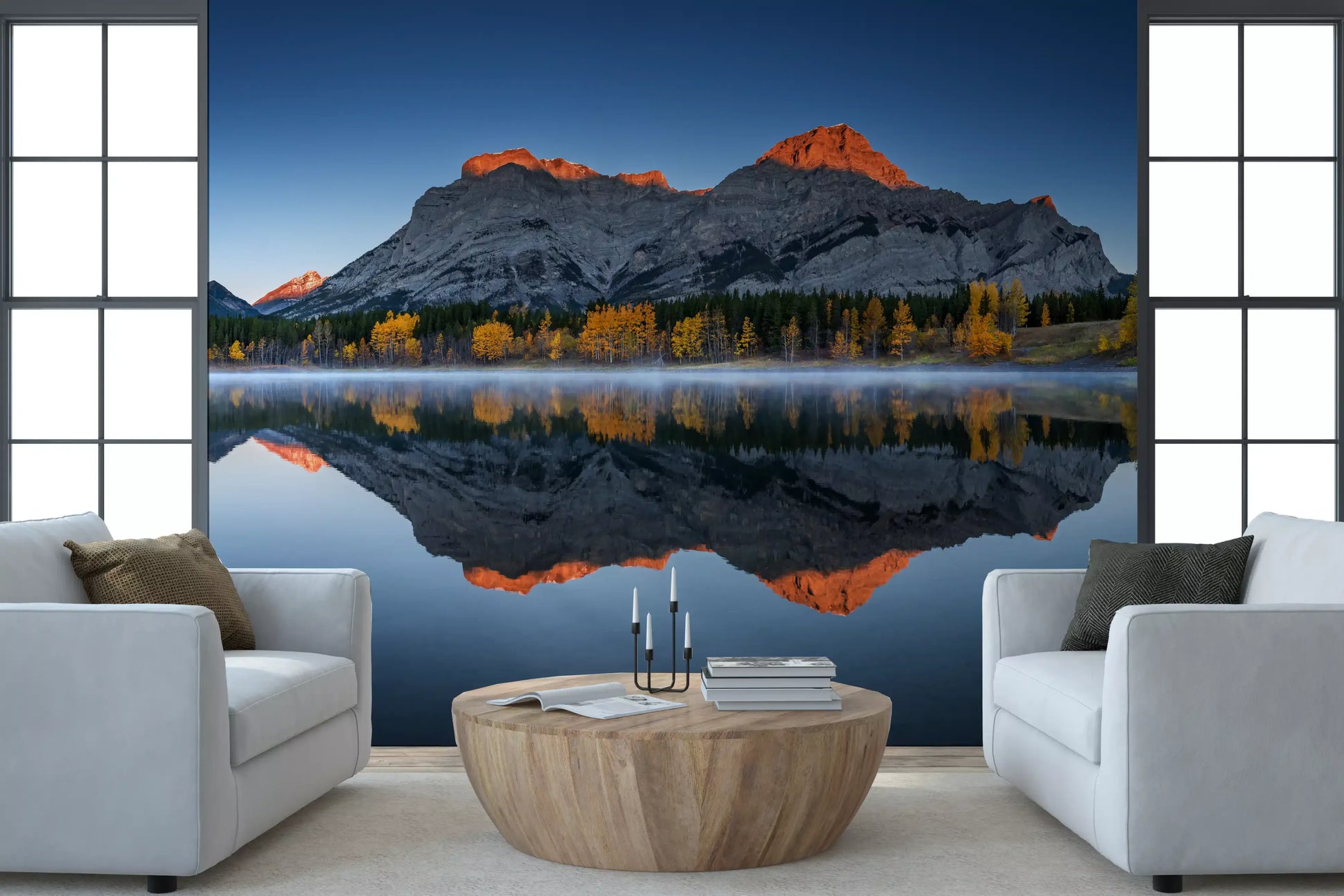 Golden Peak Alpine Reflection Wall Mural