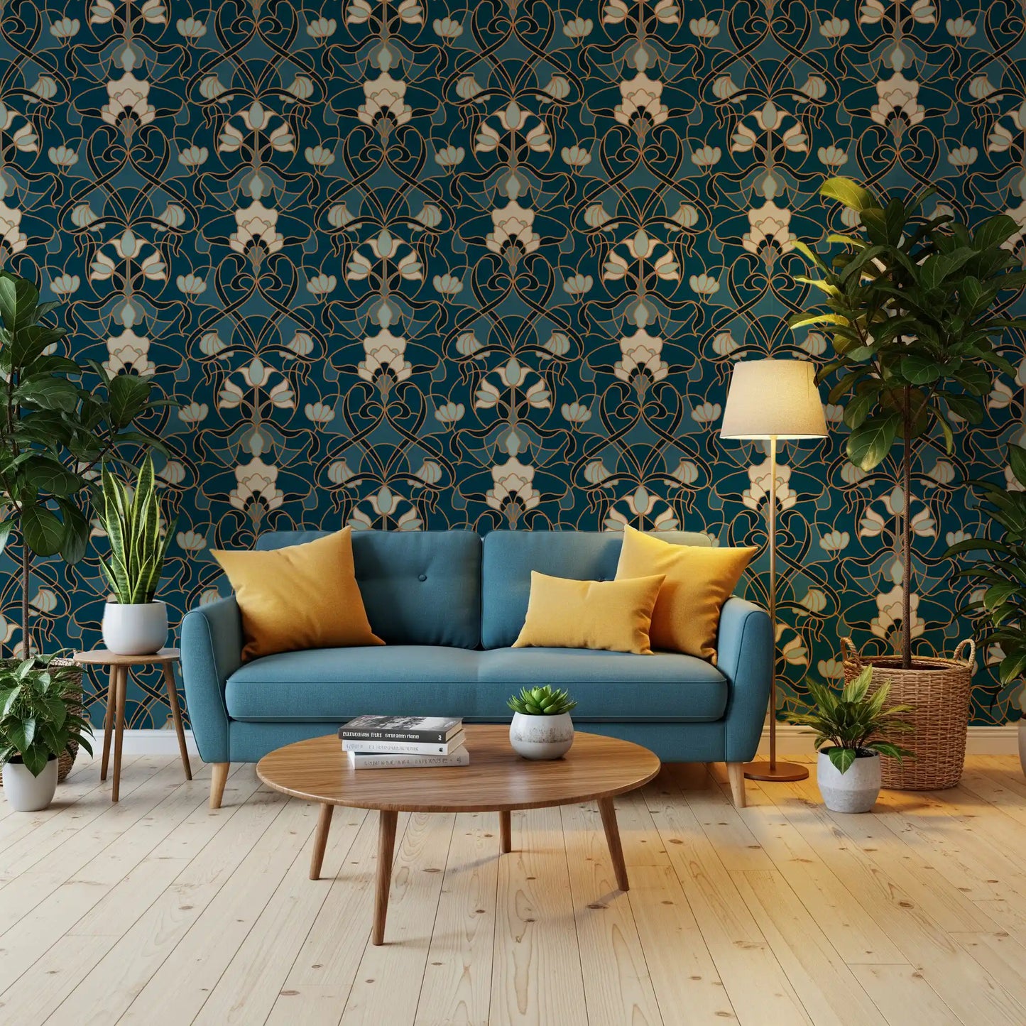 Heritage Botanical Scrollwork Wallpaper⁠