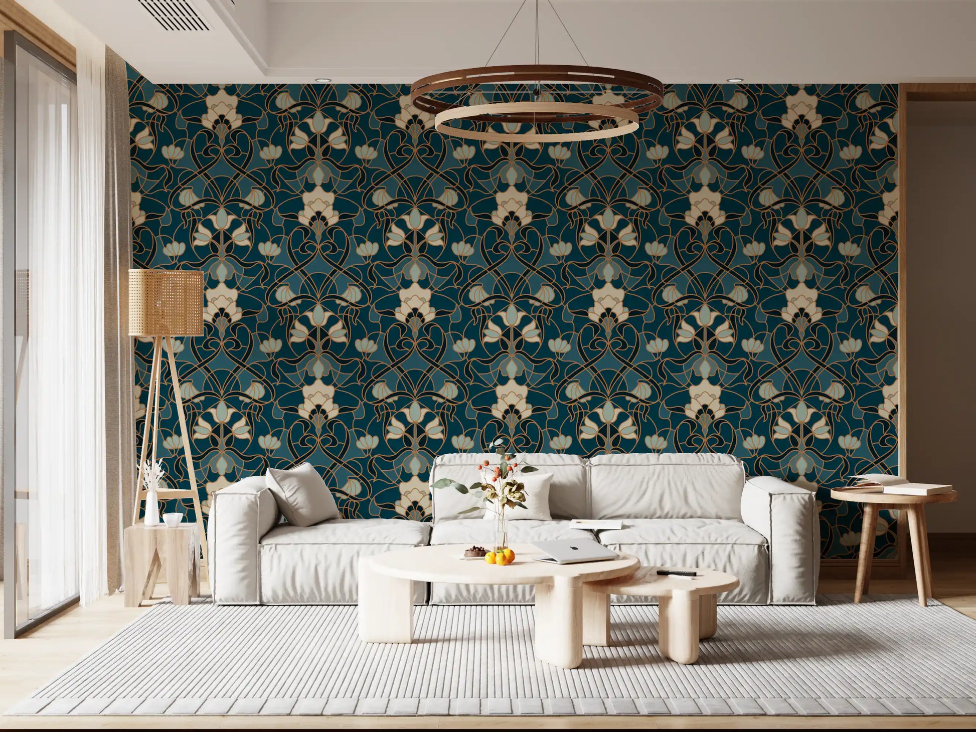 Heritage Botanical Scrollwork Wallpaper⁠