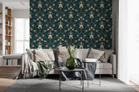 Heritage Botanical Scrollwork Wallpaper⁠