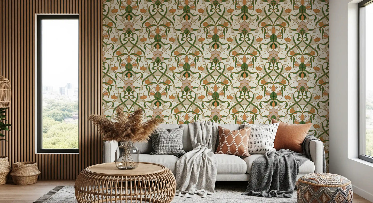 Art Nouveau Floral Interlace Wallpaper⁠