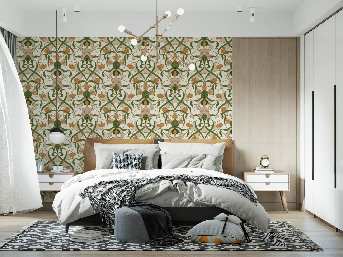 Art Nouveau Floral Interlace Wallpaper⁠