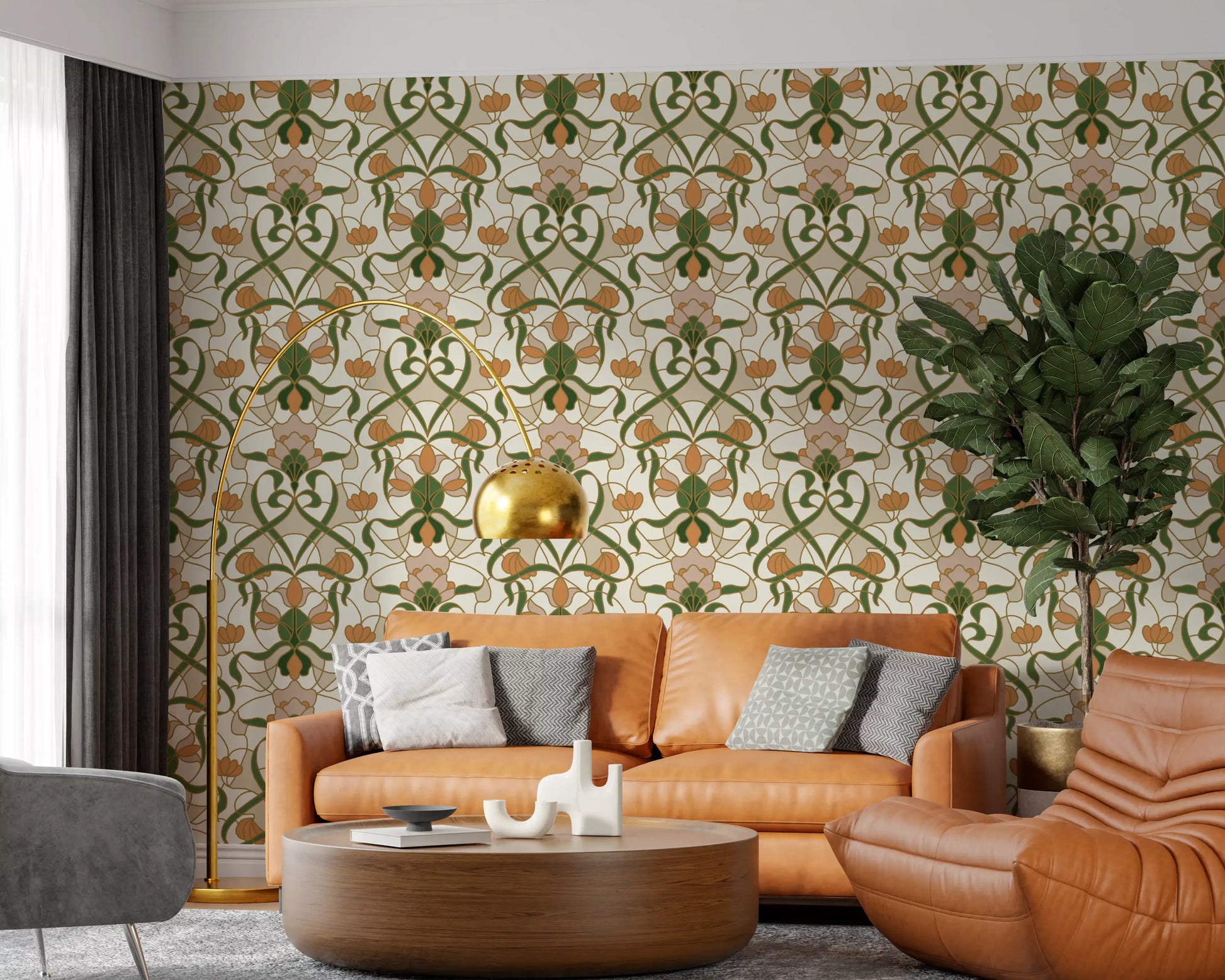 Art Nouveau Floral Interlace Wallpaper⁠