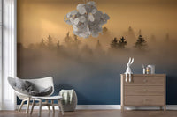 Golden Haze Pine Tree Landscape Wall Mural