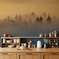 Golden Haze Pine Tree Landscape Wall Mural