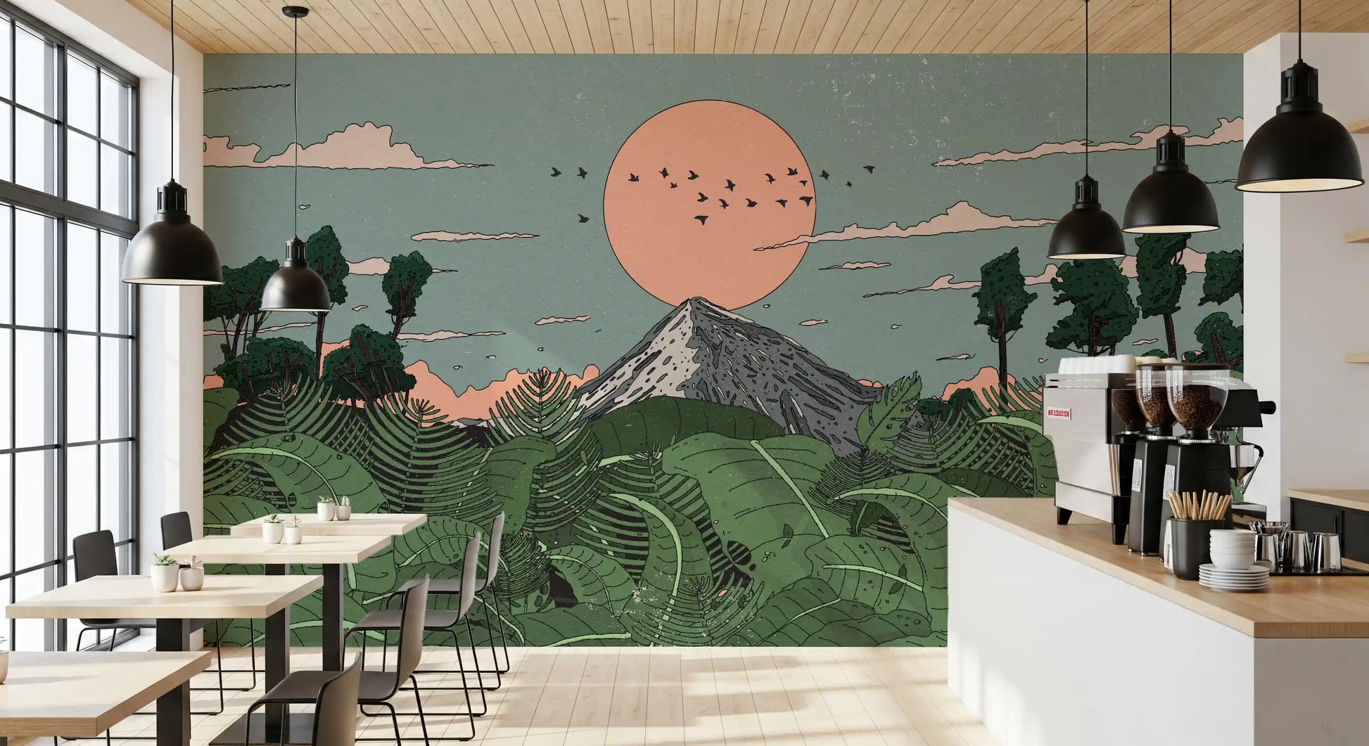 Jungle Horizon Sunset View Wall Mural