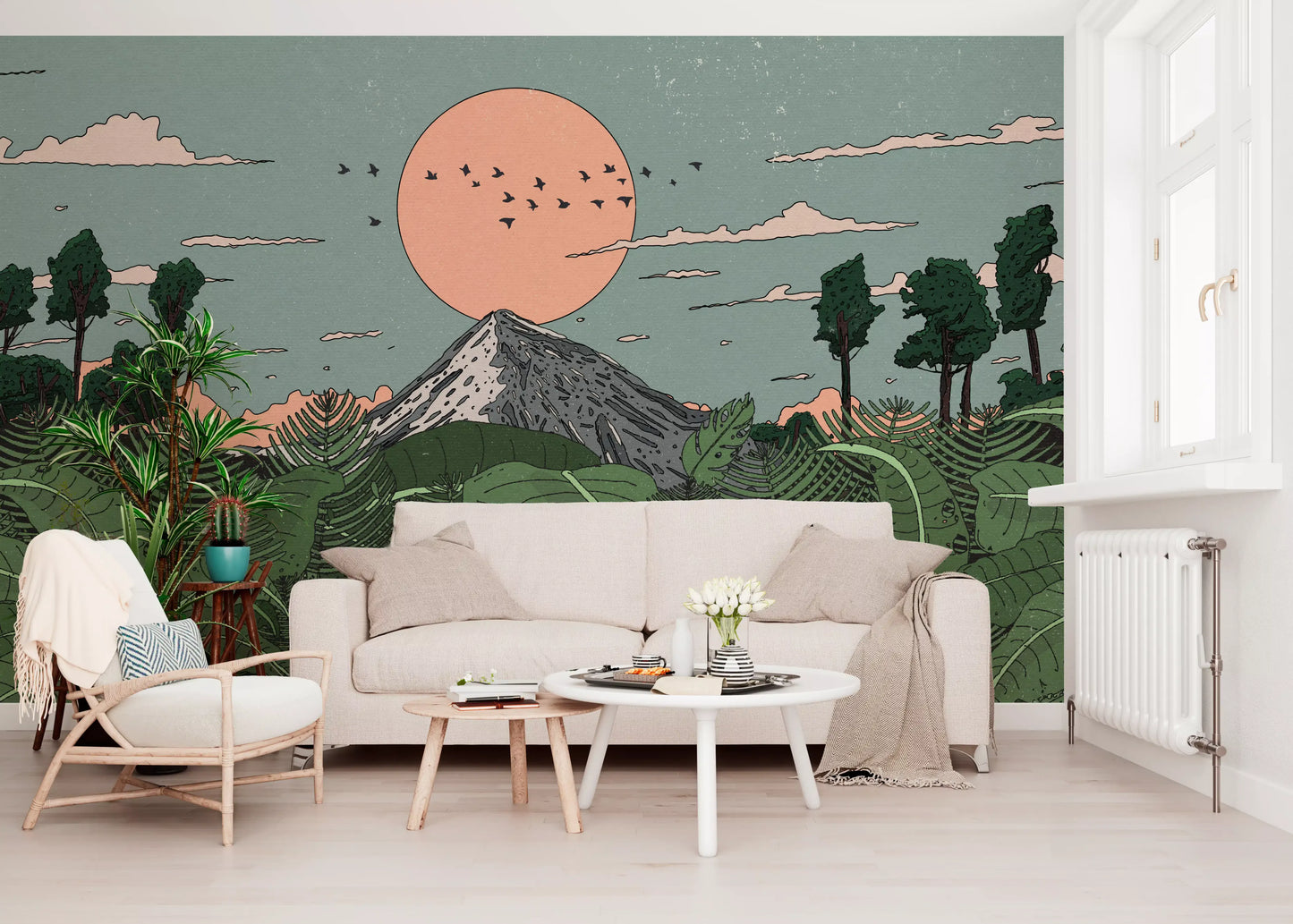 Jungle Horizon Sunset View Wall Mural
