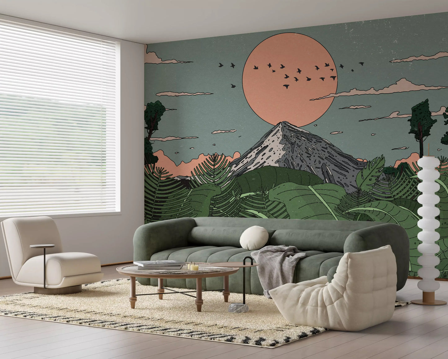 Jungle Horizon Sunset View Wall Mural