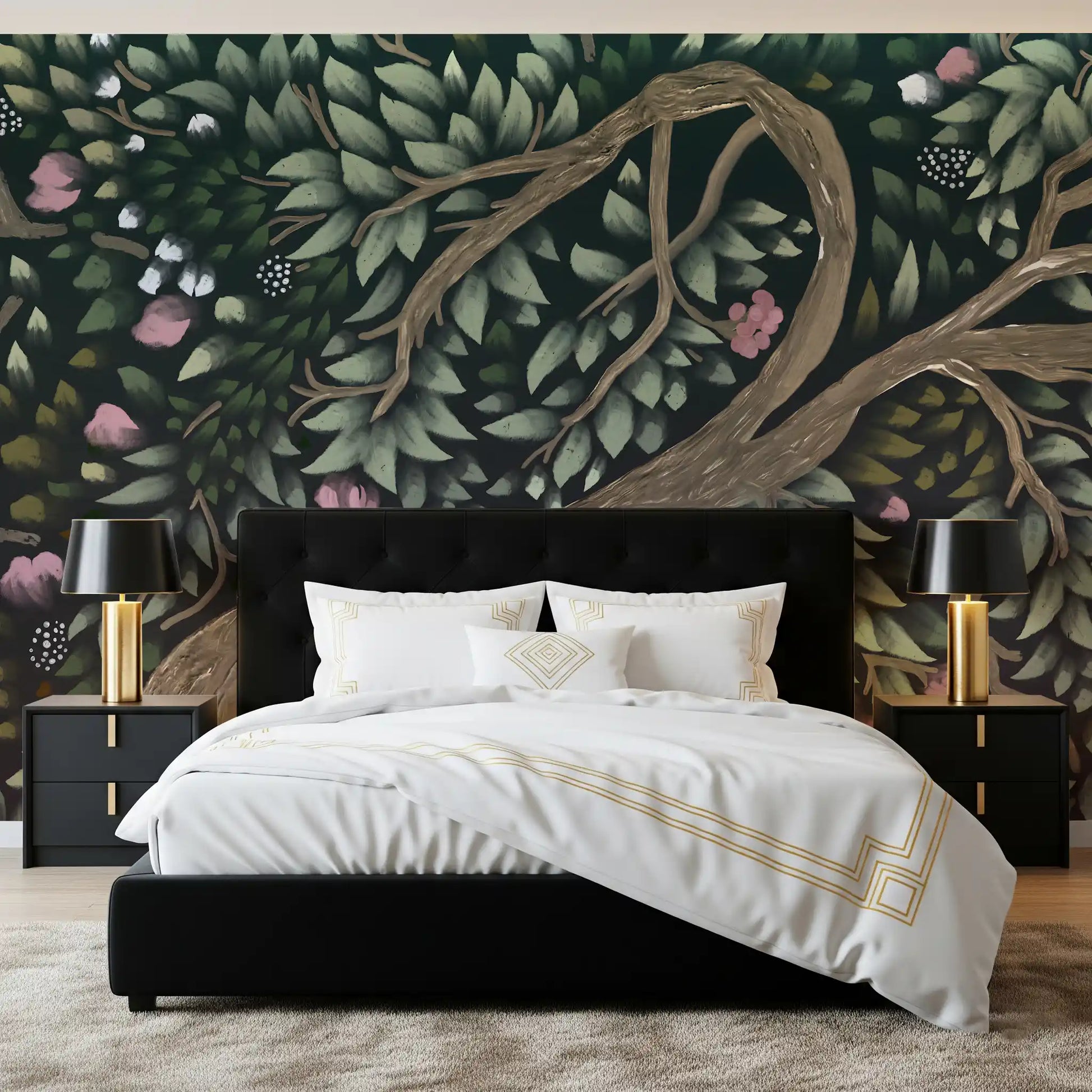 Enchanted Midnight Orchard Canopy Wall Mural