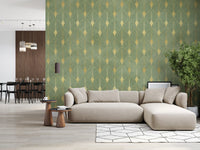 Sage and Gold Art Deco Fan Wall Mural