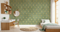Sage and Gold Art Deco Fan Wall Mural