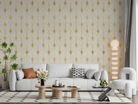 Golden Art Deco Fan Motif Wall Mural