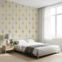 Golden Art Deco Fan Motif Wall Mural