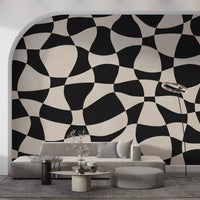 Wavy Monochrome Geometry Wall Mural