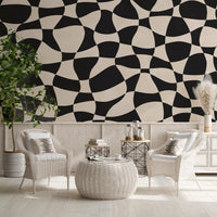 Wavy Monochrome Geometry Wall Mural