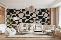 Wavy Monochrome Geometry Wall Mural