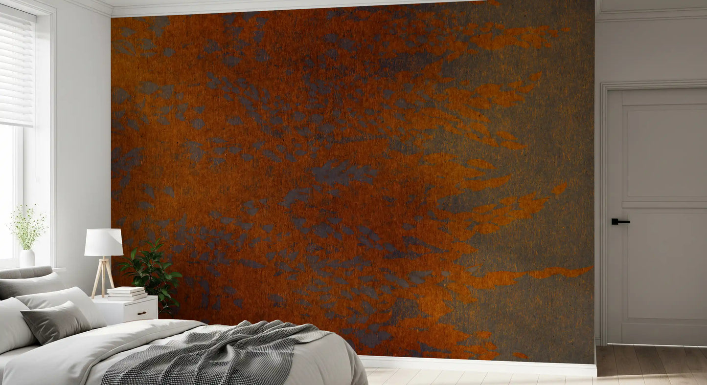 Burnished Amber Leaf Pattern Wall Mural