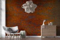 Burnished Amber Leaf Pattern Wall Mural