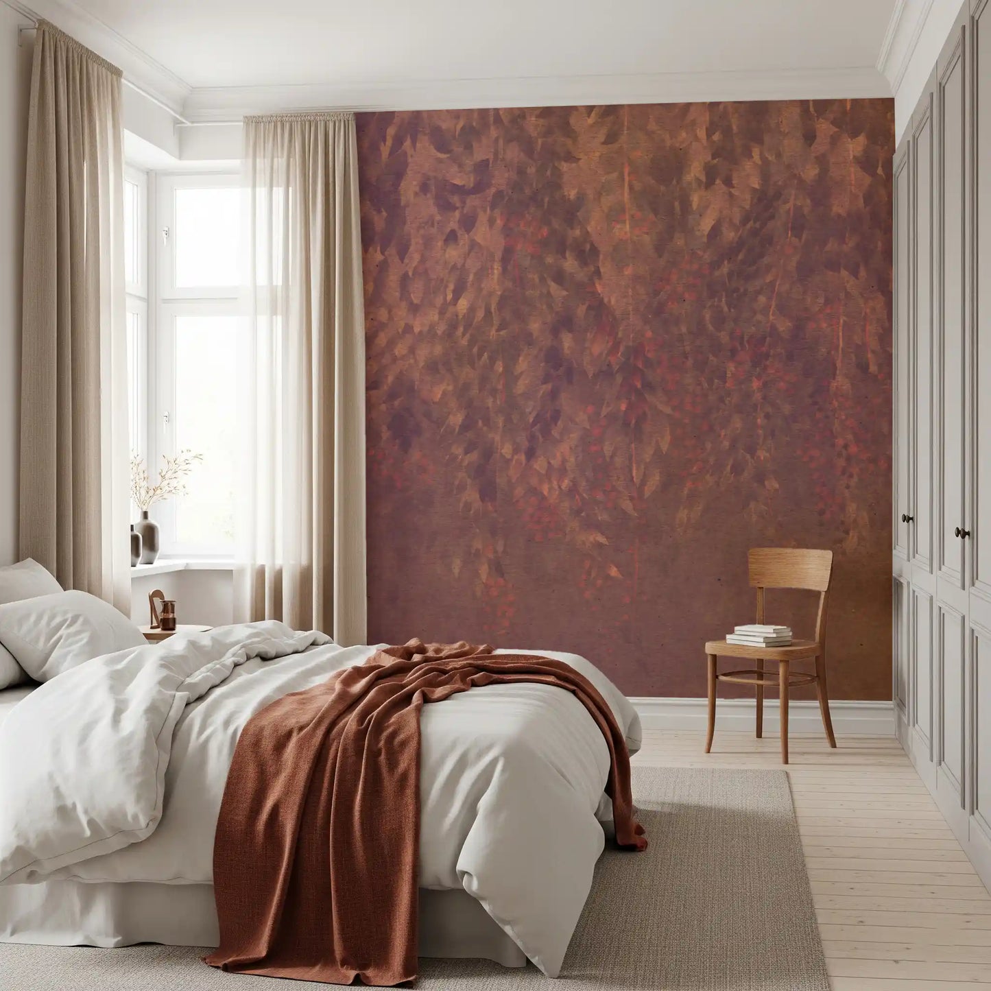 Rustic Berry Trail Botanical Art Wall Mural