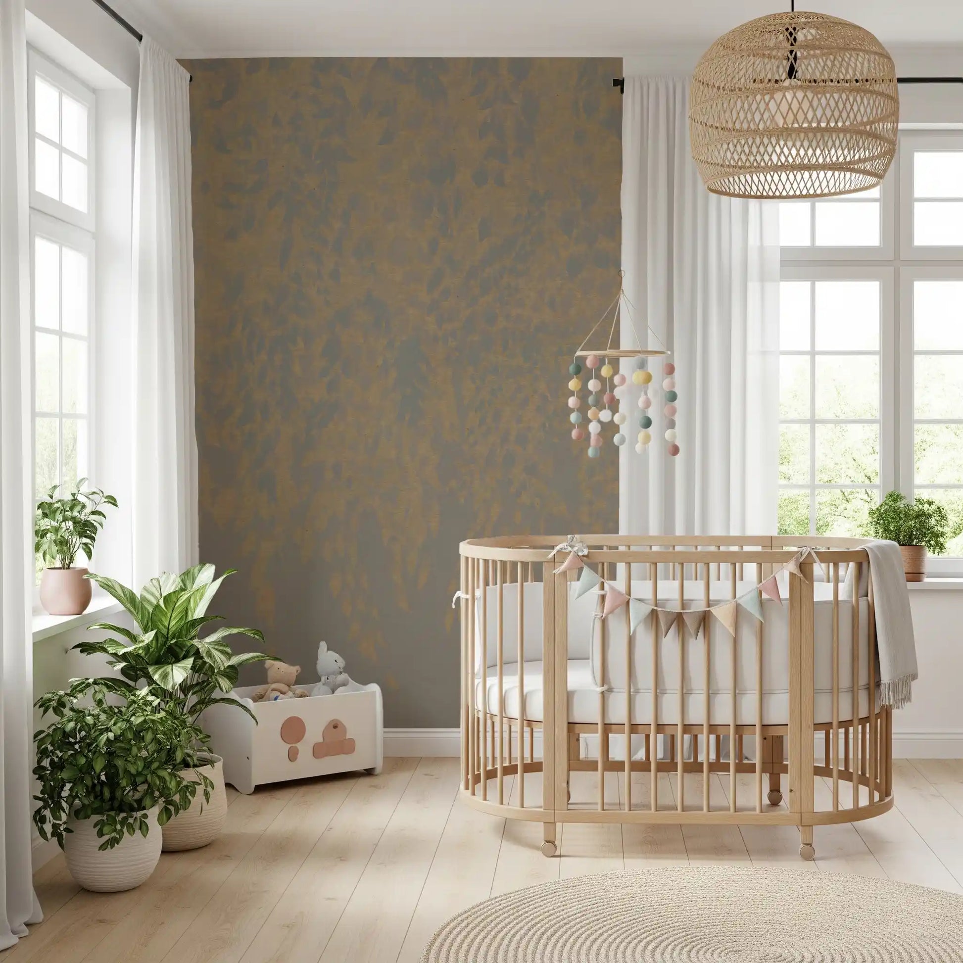 Ethereal Willow Cascade in Neutral Tones Wall Mural