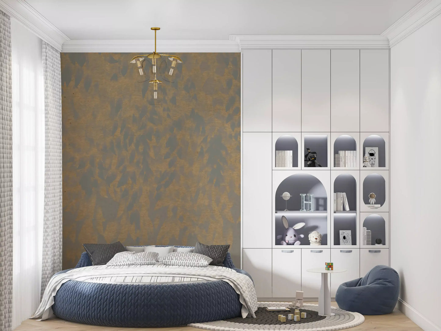 Ethereal Willow Cascade in Neutral Tones Wall Mural