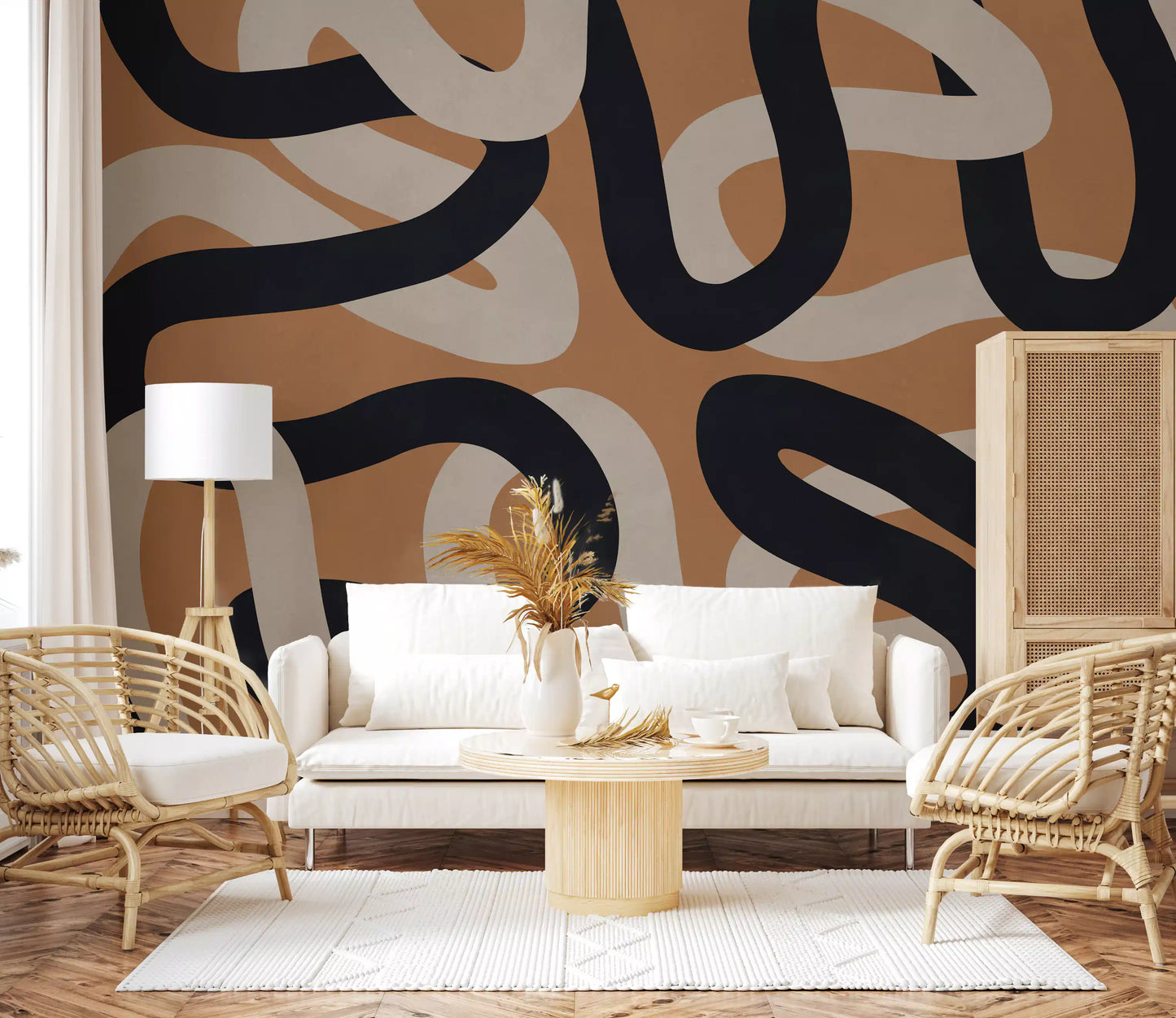 Intertwined Earthy Curves Wall Mural
