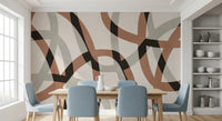 Minimalist Charcoal and Clay Arcs Wall Mural