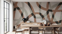 Minimalist Charcoal and Clay Arcs Wall Mural